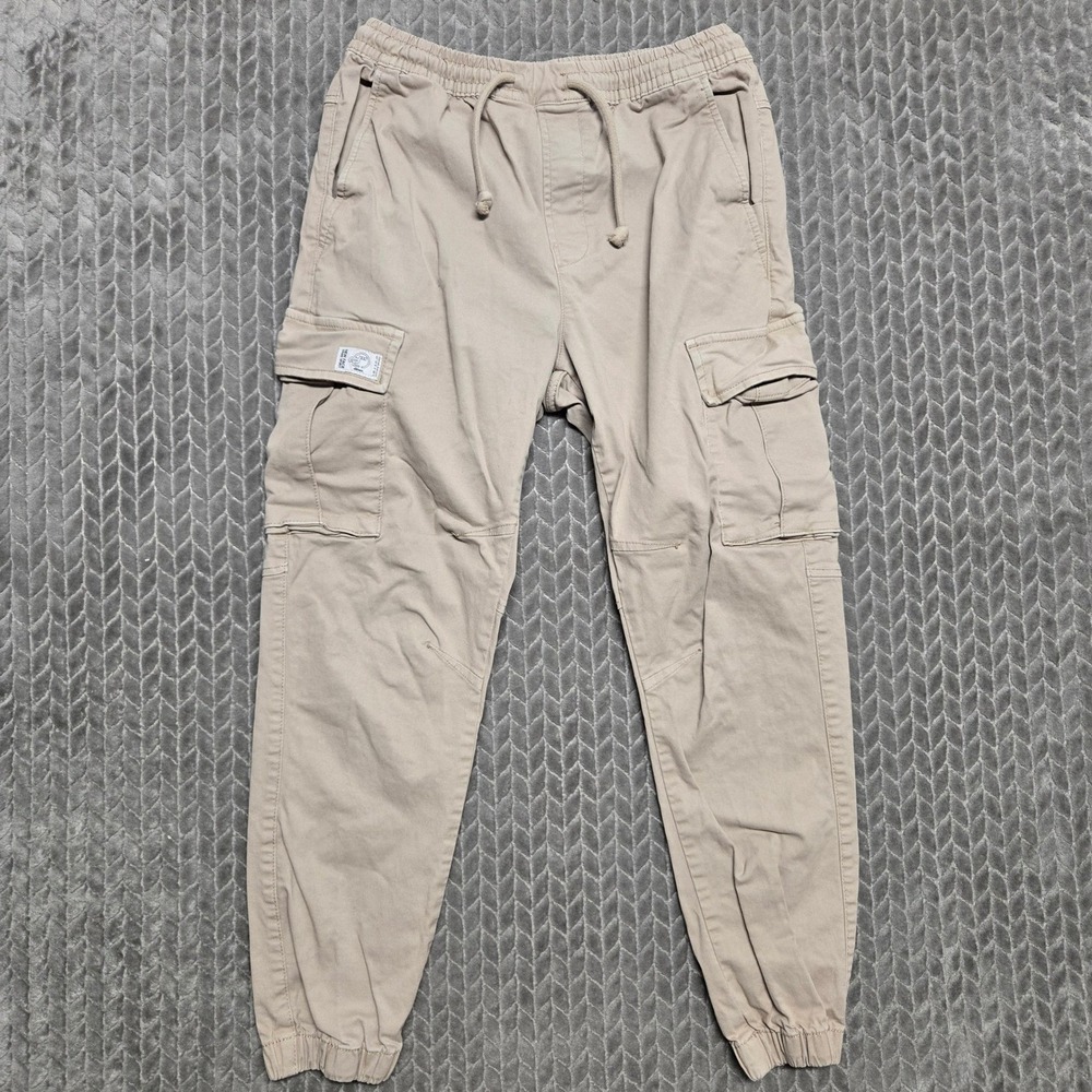Zara DNWR Mens Tan Khaki Cargo Jogger Pants Elastic Waist Stretch Size‎ M